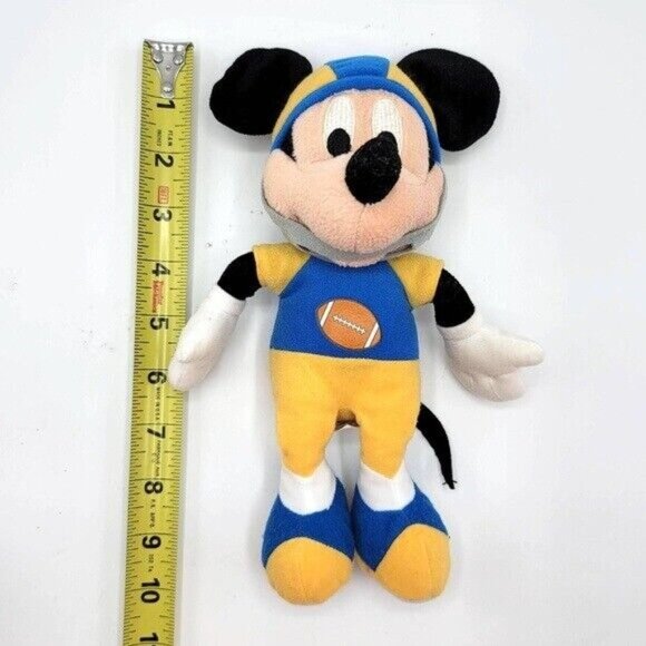 2/$15 Disney Football Mickey Mouse Doll Yellow Blue 10" Uniform Helmet Plush - Picture 9 of 11
